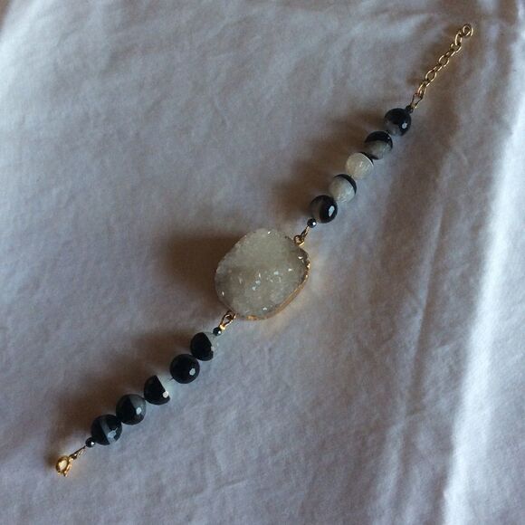 Gold Plated Druzy Crystal Bracelet - Picture 3 of 3
